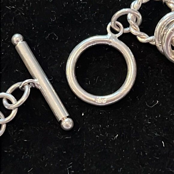 COPY - 925 Sterling Silver Rolo Rope Cut Link Bracelet w/ Toggle Clasp NWOT - Picture 3 of 4